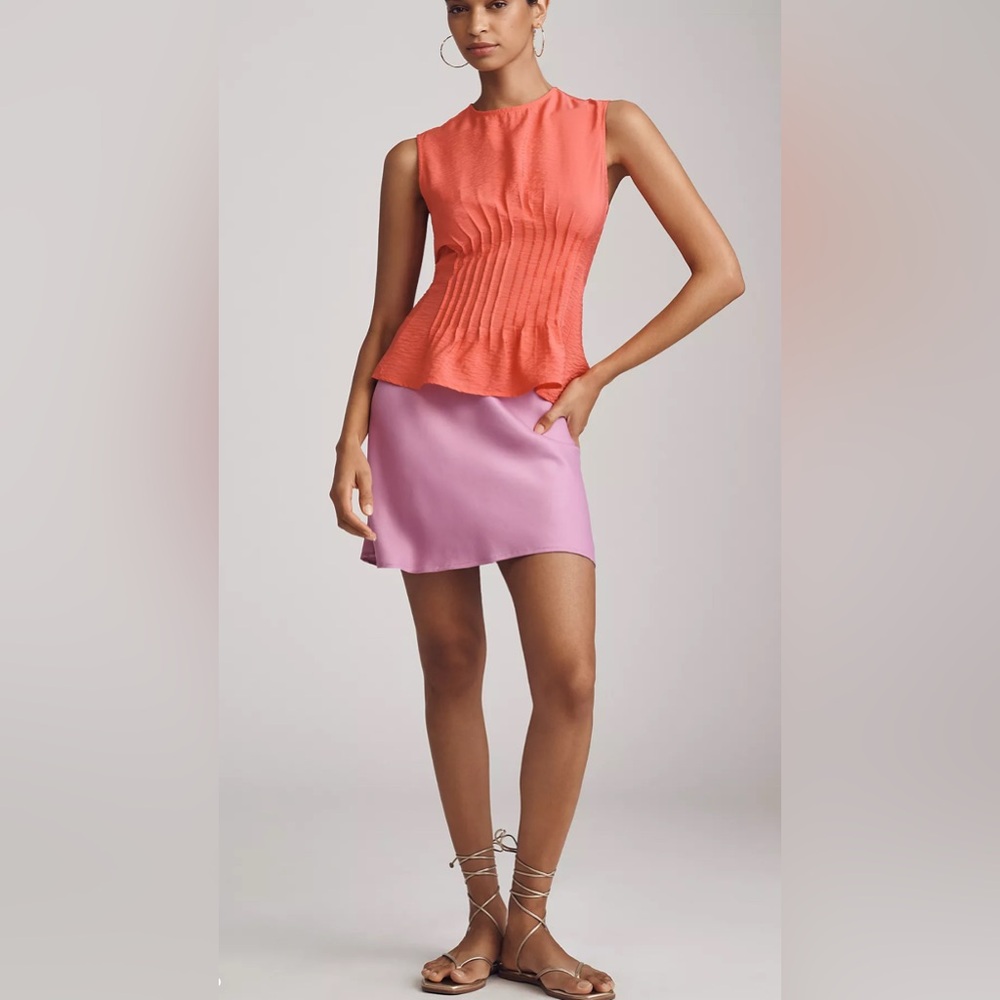 NWT Anthropologie The Della Pleated Waist Shell top